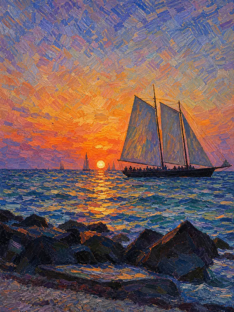 The same scene as a Post-Impressionist painting