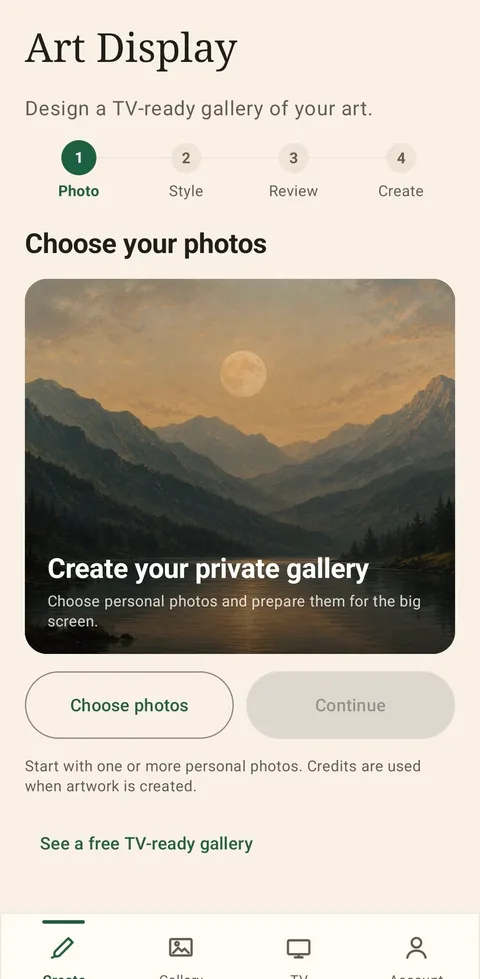 Art Display app: choosing a photo