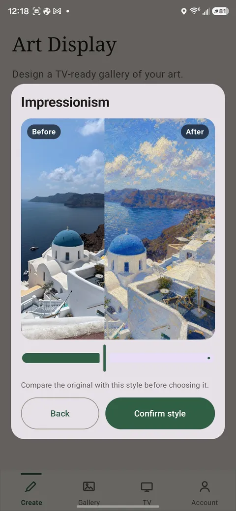 Art Display app: artwork ready to display on TV